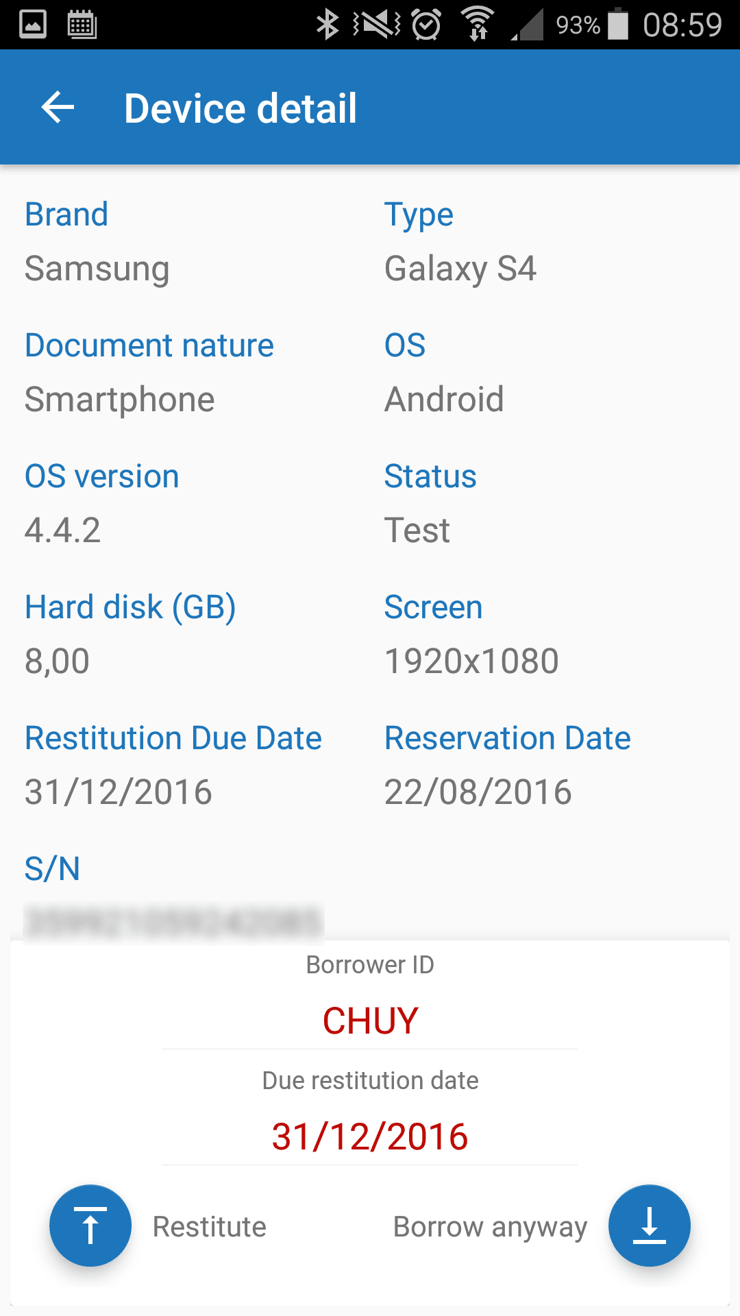 Android device borrowed