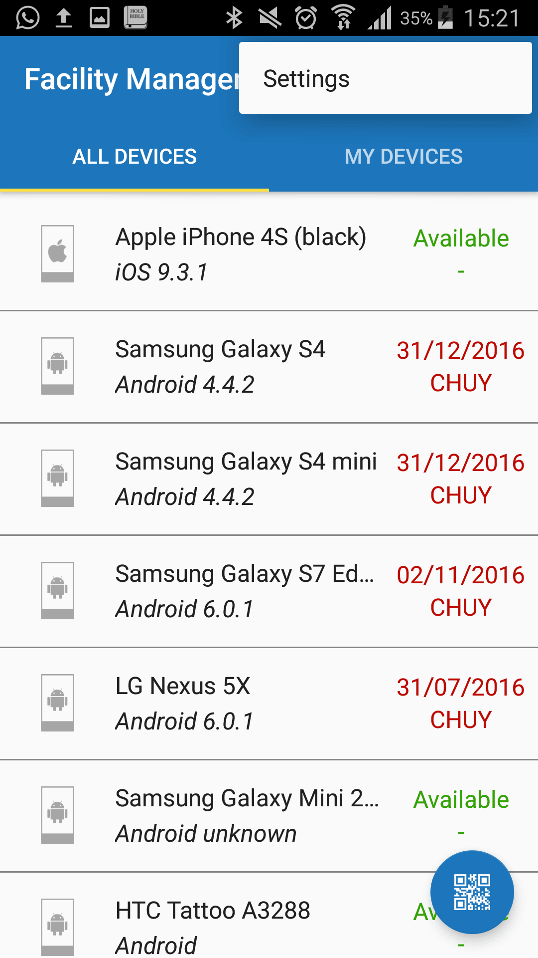 Android settings