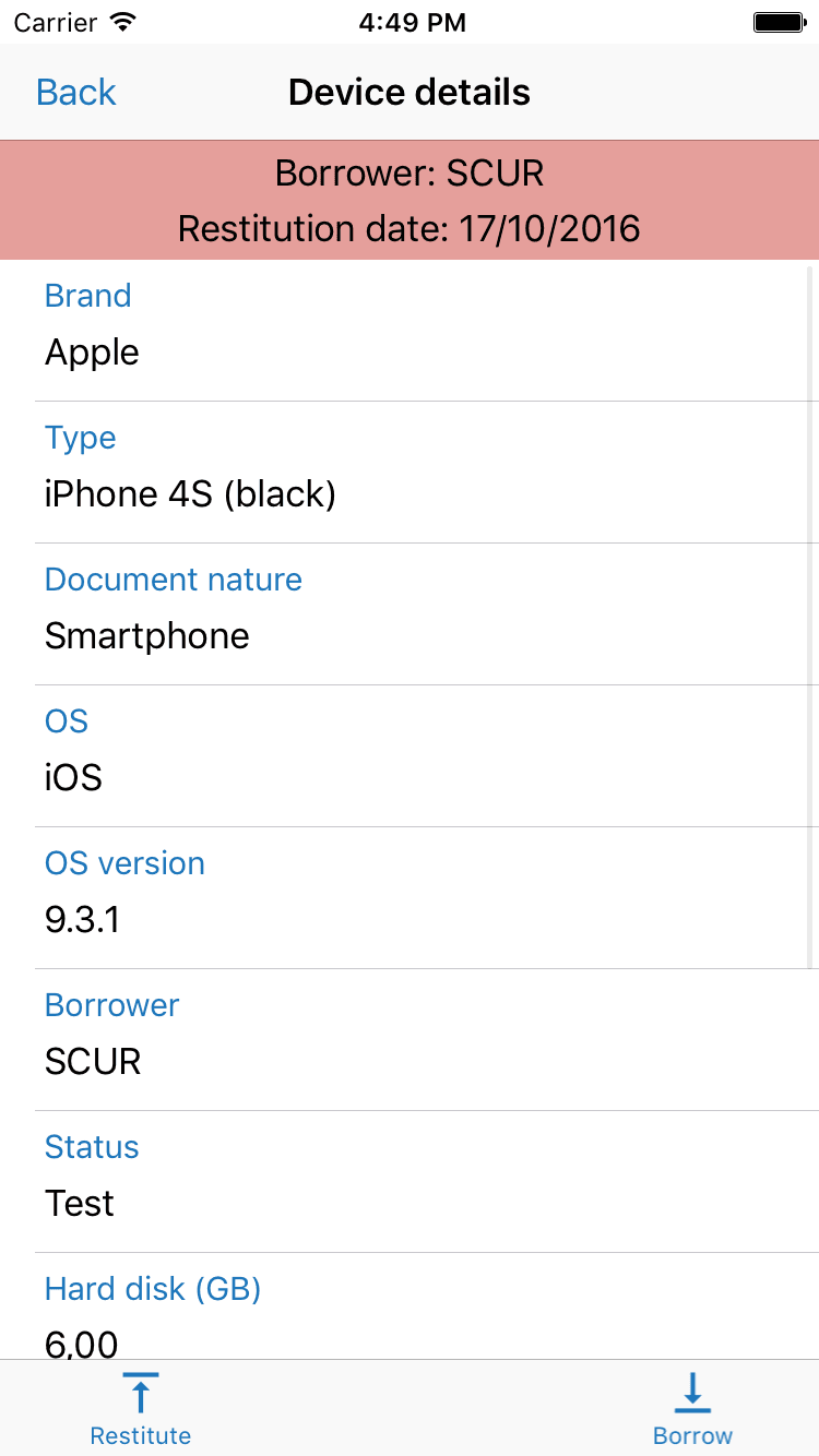 iOS device borrowed
